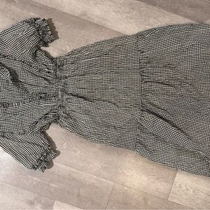 Max studio Gingham Smocked Waist Midi Dress - Black & White